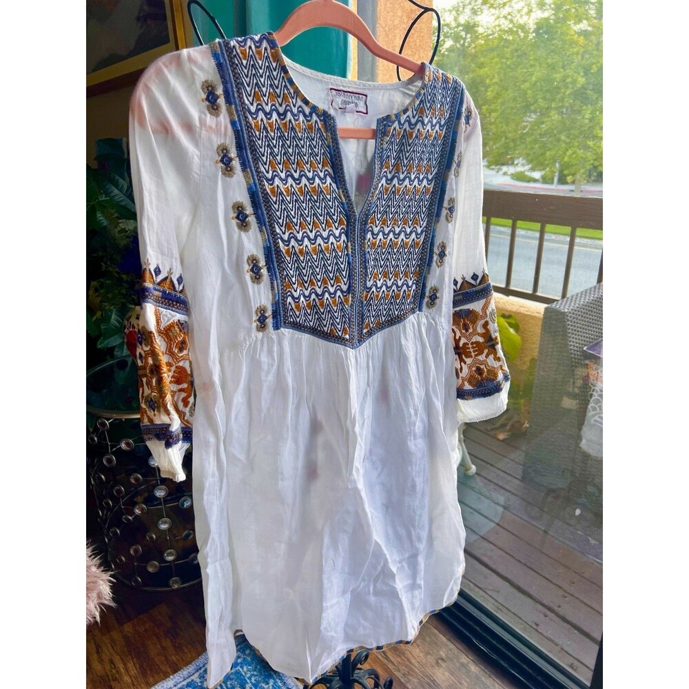 Johnny Was Embroidered Tunic White Stunning Size XS (fits M)